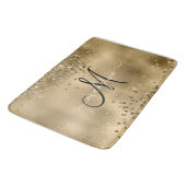 シックなブラック金ゴールドグリッターモノグラム名 バスマット (アングル)