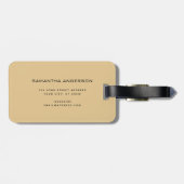 シックなブラック金ゴールドグリッターモノグラム名 ラゲッジタグ (裏面横)