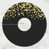 シックなブラック金ゴールドグリッターワイングラスラベル ワイングラスタグ (正面)