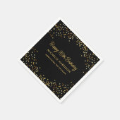 シックなブラック金ゴールドグリッター任意の年齢の誕生日パーティー スタンダードカクテルナプキン (角)