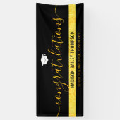 シックなブラック金ゴールドグリッター卒業バナー 横断幕 (縦)