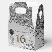 シックなブラック金ゴールドグリッター&リボン16誕生日 フェイバーボックス (オープン)