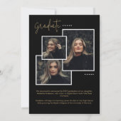 シックなブラック金ゴールドスクリプト彼女はそれを撮影した卒業 案内状 (裏面)
