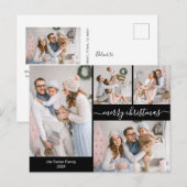 シックなブラック金ゴールドスクリプト5複数のクリスマスフォト ポストカード (正面/裏面)