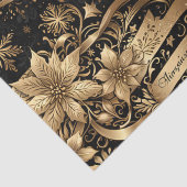 シックなブラック金ゴールドスノーフレークスパークルフローラクリスマス 薄葉紙 (詳細)