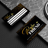 シックなブラック金ゴールドスパークル美容師サロン 紹介カード