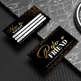 シックなブラック金ゴールドスパークル美容師サロン 紹介カード