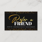 シックなブラック金ゴールドスパークル美容師サロン 紹介カード (裏面)