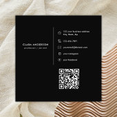 シックなブラック金ゴールドダイヤモンドイニシャルCモノグラムQRコード スクエア名刺