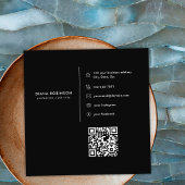シックなブラック金ゴールドダイヤモンドイニシャルDモノグラムQRコード スクエア名刺