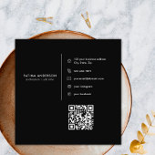 シックなブラック金ゴールドダイヤモンドイニシャルFモノグラムQRコード スクエア名刺