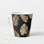 シックなブラック金ゴールドトロピカル離れ カフェラテマグ (左アングル)