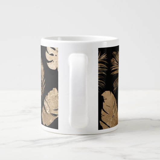 シックなブラック金ゴールドトロピカル離れ ジャンボコーヒーマグカップ (裏面)