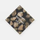 シックなブラック金ゴールドトロピカル離れ スタンダードランチョンナプキン (角)