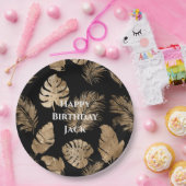 シックなブラック金ゴールドトロピカル離れ ペーパープレート (パーティー)