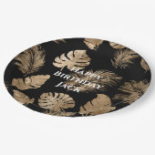 シックなブラック金ゴールドトロピカル離れ ペーパープレート (アングル)