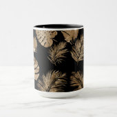 シックなブラック金ゴールドトロピカル離れ マグカップ (中央)