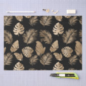 シックなブラック金ゴールドトロピカル離れ 薄葉紙 (クラフト)