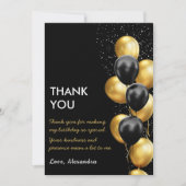 シックなブラック金ゴールドバルーン サンキューカード (正面)