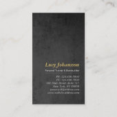 シックなブラック金ゴールドフィットネストレーナーケトルベルバーベル 名刺 (裏面)