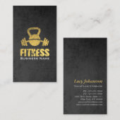 シックなブラック金ゴールドフィットネストレーナーケトルベルバーベル 名刺 (正面/裏面)