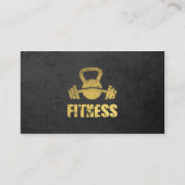 シックなブラック金ゴールドフィットネストレーナーケトルベルバーベル 名刺 (正面)