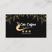 シックなブラック金ゴールドフローラヘアスタイリスト美しいサロン ロイヤリティカード (裏面)