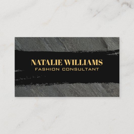 シックなブラック金ゴールドブラッシュド 名刺 (正面)