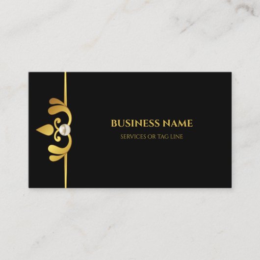シックなブラック金ゴールドメタルパールビジネスカード 名刺 (正面)