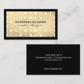 シックなブラック金ゴールドレザー/ラッシュハート 名刺 (正面/裏面)