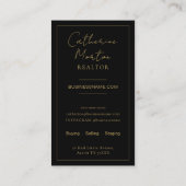 シックなブラック金ゴールド不動産仲介業者フォト実在エテート 名刺 (裏面)
