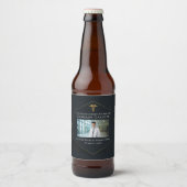 シックなブラック金ゴールド医学部卒業写真 ビールラベル (正面)