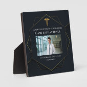 シックなブラック金ゴールド医学部卒業写真 フォトプラーク (正面)