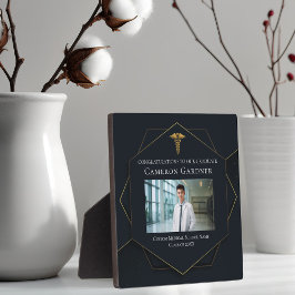 シックなブラック金ゴールド医学部卒業写真 フォトプラーク