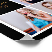 シックなブラック金ゴールド卒業シニアポートレート写真 ポスター (角)