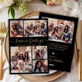 シックなブラック金ゴールド季節のごあいさつスクリプト5写真 シーズンカード