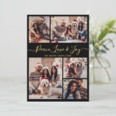 シックなブラック金ゴールド平和の愛と喜びスクリプト5写真 シーズンカード (スタンド正面)