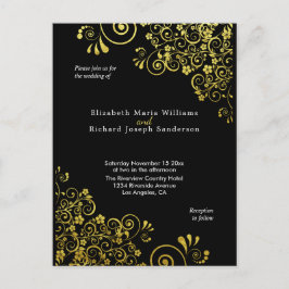 シックなブラック金ゴールド結婚式招待状RSVP l Website ポストカード