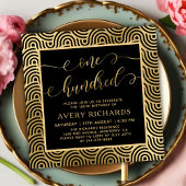 シックなブラック金ゴールド100スクリプト100誕生日 招待状