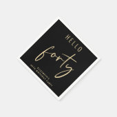 シックなブラック金ゴールド40th誕生日パーティー スタンダードカクテルナプキン (角)