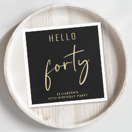 シックなブラック金ゴールド40th誕生日パーティー スタンダードカクテルナプキン