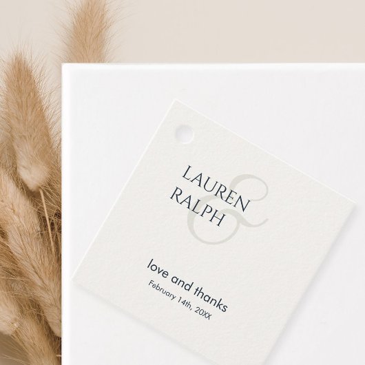 シックなブラック&アイボリーカップルのモノグラムサンキュー フェイバータグ