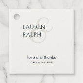 シックなブラック&アイボリーカップルのモノグラムサンキュー フェイバータグ (正面)