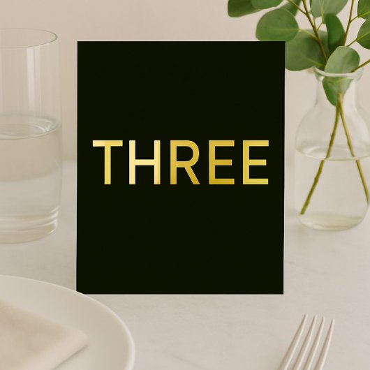 シックなブラック&ゴールド結婚フォイルのテーブルサイン 箔シーズンカード