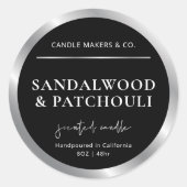 シックなブラック&シルバーキャンドルサークルラベル包装 ラウンドシール (正面)