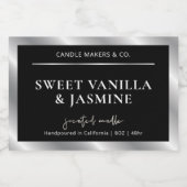 シックなブラック&シルバー製品包装キャンドルラベル フードラベル (シングルラベル)