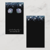 シックなブラック&シーシェルグリッターイヤリングディスプレイ 名刺 (正面/裏面)