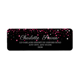 シックなブラック&ピンクローズ金ゴールド差出人住所 ラベル