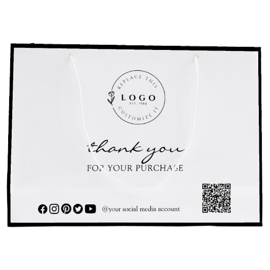 シックなブラック&ホワイトご購入ありがとうございます ラージペーパーバッグ (裏面)