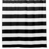 シックなブラック&ホワイトのストライプ シャワーカーテン (正面)